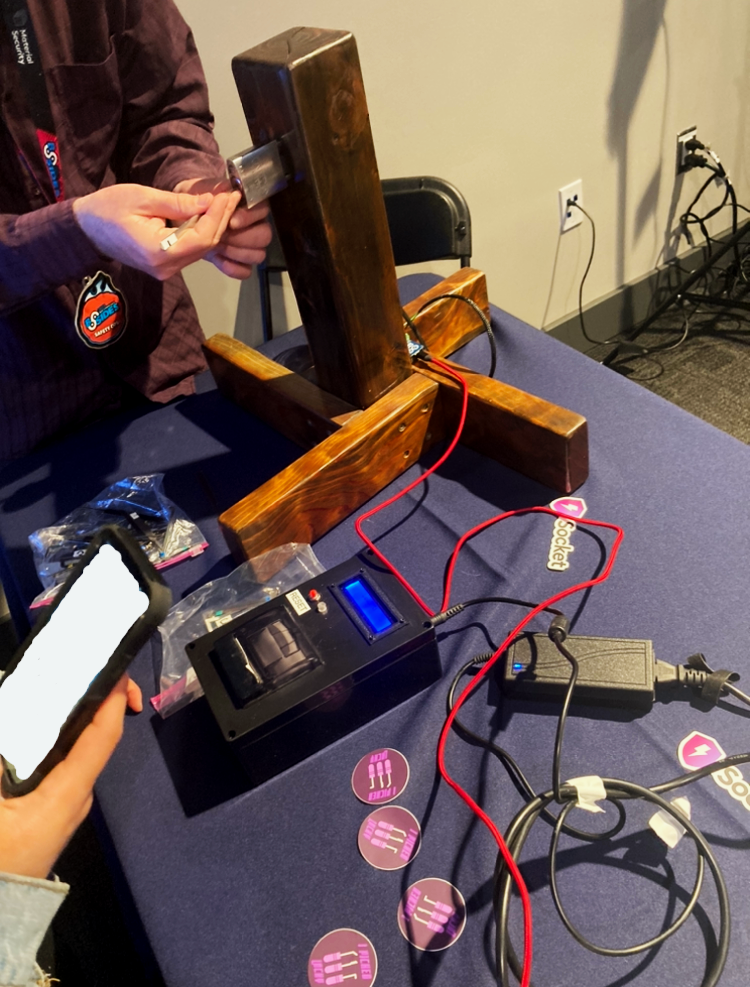 A picture of the CTF's in person lockpicking challenge.