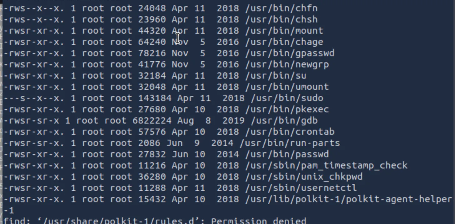 Find command's results.